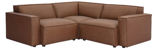Divano angolare modulabile vintage 3 posti in pelle marrone SPLIT