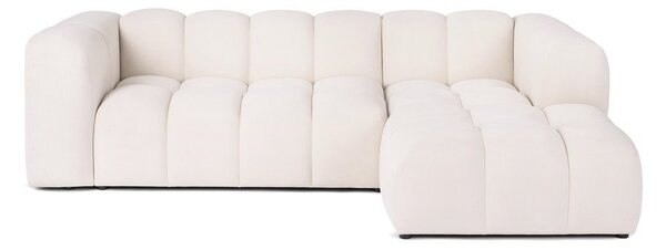 Divano angolare color crema (con penisola a destra e chaise lounge) con rivestimento in velluto Cube – Bonami Selection