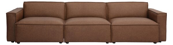 Divano modulabile vintage 4 posti in pelle marrone SPLIT