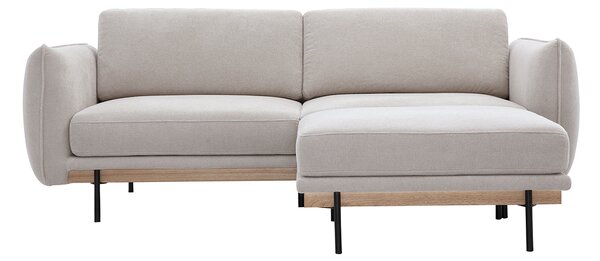 Divano design 3 posti e poggiapiedi in tessuto ciniglia beige e metallo nero TODD
