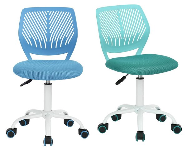 Set di sedie da ufficio (2 pezzi), girevoli, regolabili in altezza, colore blu/turchese