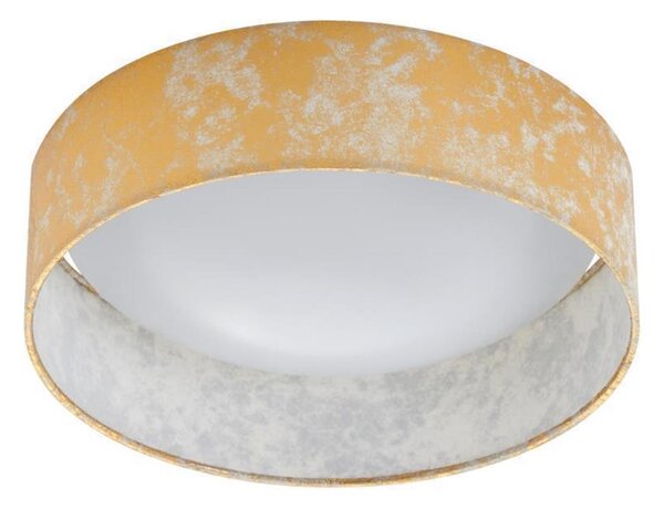 Lampada da soffitto, tessuto, oro, rotonda, diametro 32 cm