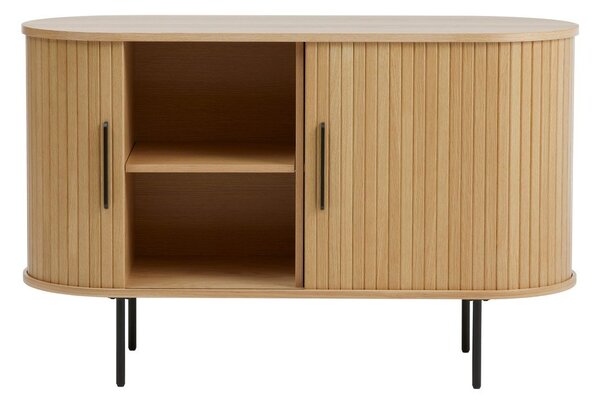 Cassettiera di colore naturale con effetto rovere con ante scorrevoli 120x76x45 cm Nola – Unique Furniture