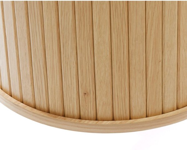 Cassettiera di colore naturale con effetto rovere con ante scorrevoli 120x76x45 cm Nola – Unique Furniture
