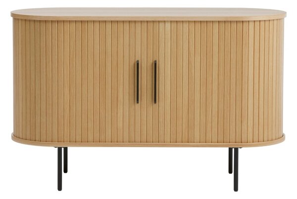 Cassettiera di colore naturale con effetto rovere con ante scorrevoli 120x76x45 cm Nola – Unique Furniture