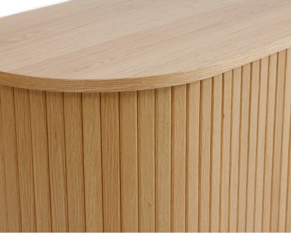Cassettiera di colore naturale con effetto rovere con ante scorrevoli 120x76x45 cm Nola – Unique Furniture