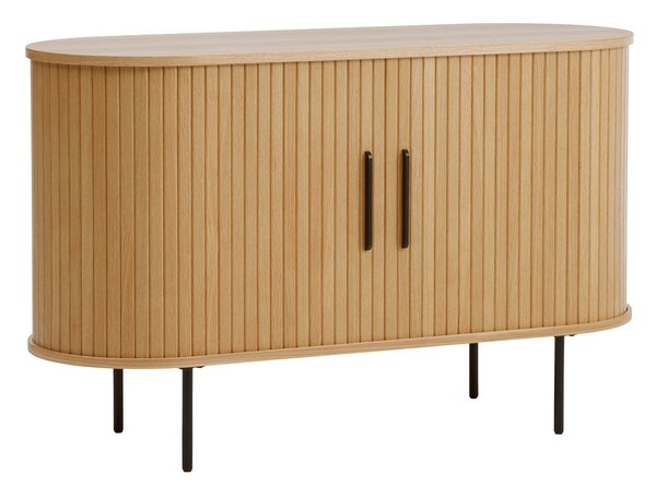 Cassettiera di colore naturale con effetto rovere con ante scorrevoli 120x76x45 cm Nola – Unique Furniture