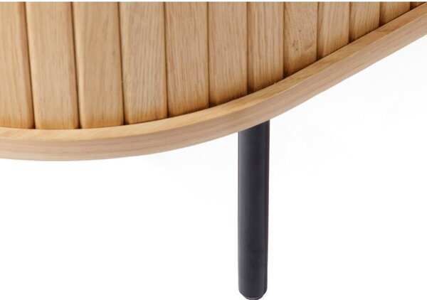 Cassettiera di colore naturale con effetto rovere con ante scorrevoli 120x76x45 cm Nola – Unique Furniture