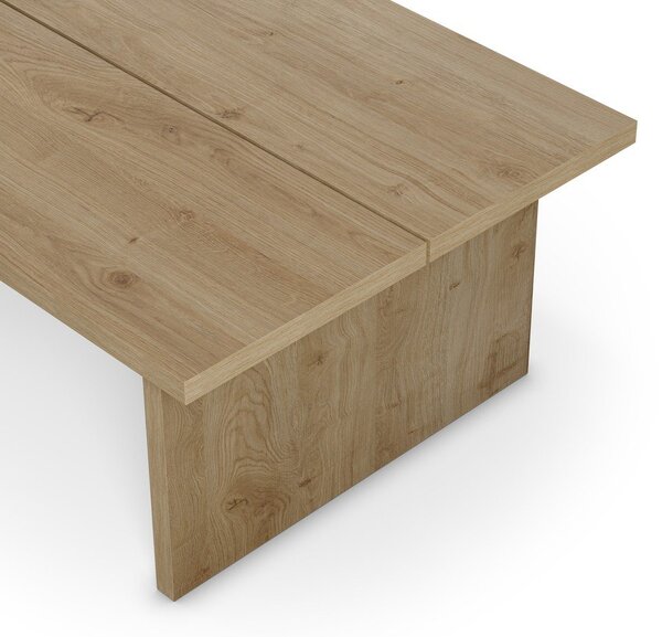 Tavolino da salotto di colore naturale con piano effetto rovere 70x120 cm Loana – Marckeric