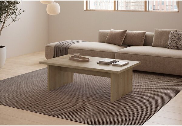 Tavolino da salotto di colore naturale con piano effetto rovere 70x120 cm Loana – Marckeric