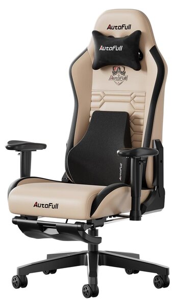 Sedia da gaming C3, in ecopelle, regolabile, con poggiapiedi, color marrone