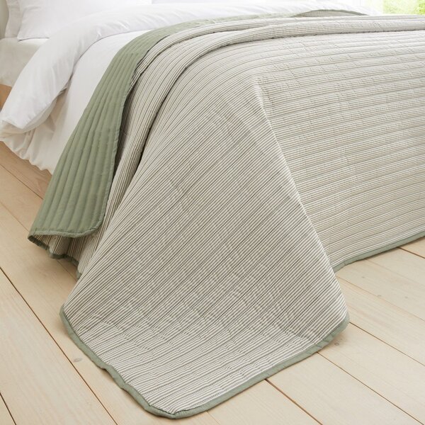 Copriletto verde con rivestimento trapuntato 220x230 cm Stripe – Catherine Lansfield