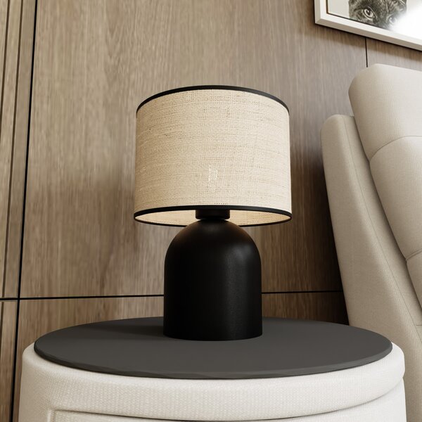 Lampada ASPEN LN1 BLACK RATTAN E27 da Tavolo Scrivania e Comodino
