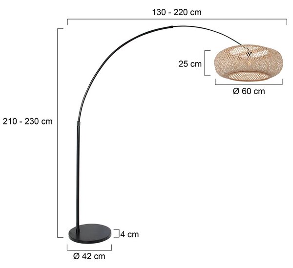 Steinhauer Lampada ad arco Sparkled Light, Nero, Soggiorno / Sala da pranzo, Metallo, Scandinavo, Lampada da terra