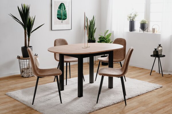 Tavolo da pranzo >Coburg< in rovere Artisan / nero - 100x76x100 cm (LxAxP)
