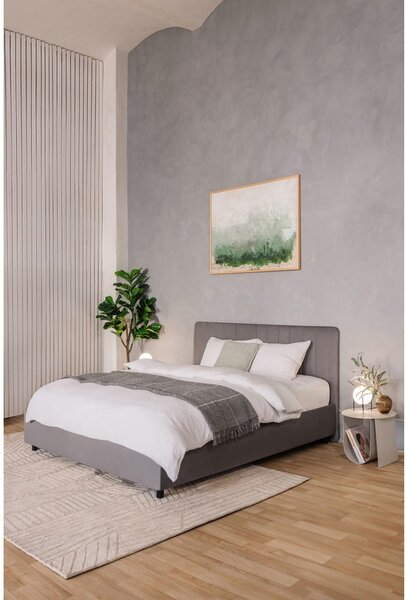 Letto matrimoniale imbottito grigio con contenitore con rete inclusa 180x200 cm Myra Slim Line – Bonami Selection