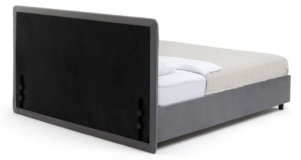 Letto matrimoniale imbottito grigio con contenitore con rete inclusa 180x200 cm Myra Slim Line – Bonami Selection
