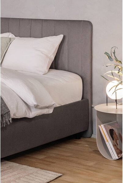 Letto matrimoniale imbottito grigio con contenitore con rete inclusa 180x200 cm Myra Slim Line – Bonami Selection