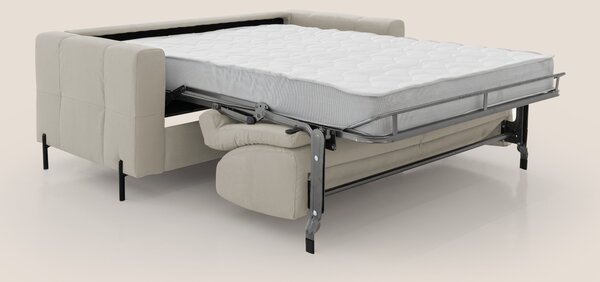 Ortensia divano letto materasso H18 cm con piedi alti in elegante micr