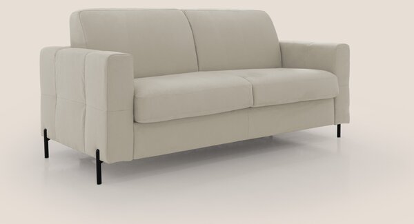 Ortensia divano letto materasso H18 cm con piedi alti in elegante micr