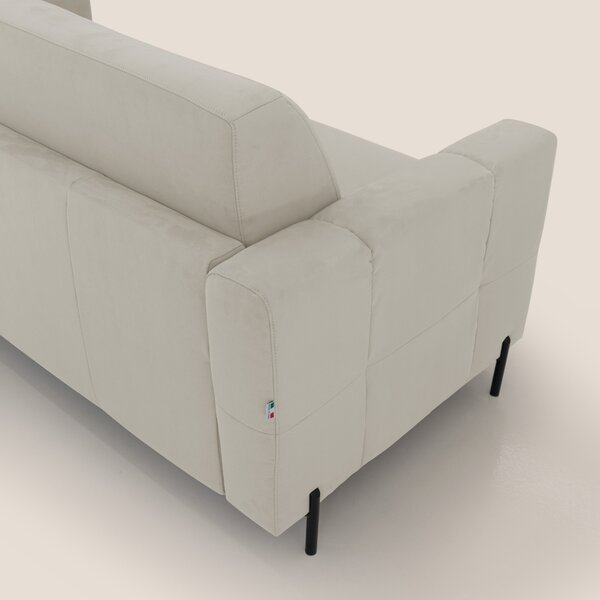 Ortensia divano letto materasso H18 cm con piedi alti in elegante micr