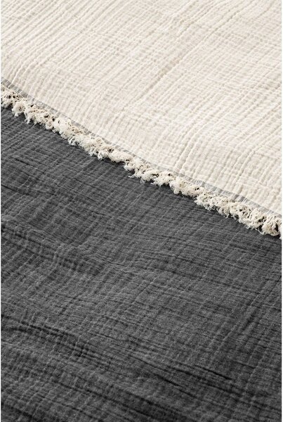 Copriletto in mussola grigio scuro per letto matrimoniale 230x250 cm - Mijolnir