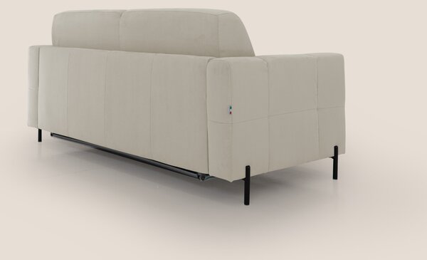 Ortensia divano letto materasso H18 cm con piedi alti in elegante micr