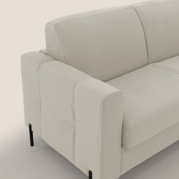 Ortensia divano letto materasso H18 cm con piedi alti in elegante micr