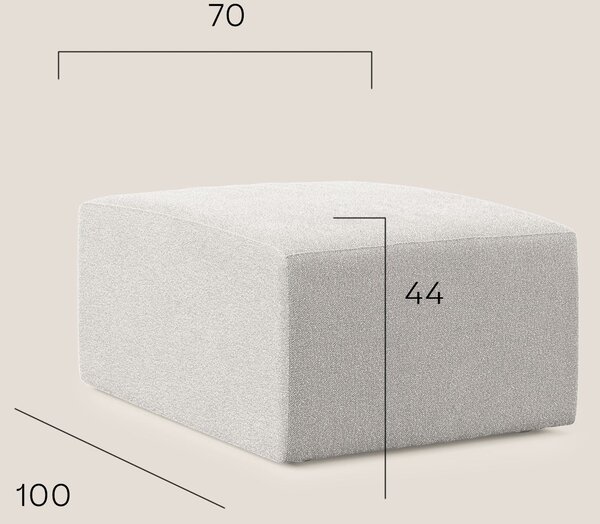 Nettuno modulo pouf in morbido tessuto bouclè T07 bianco