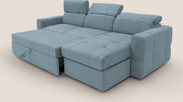 Kronos Divano angolare con pouf estraibile e penisola contenitore in m