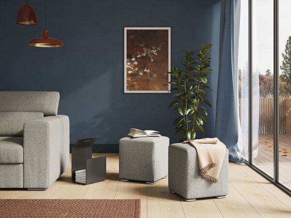 Cube pouf in tessuto morbido impermeabile T03 beige