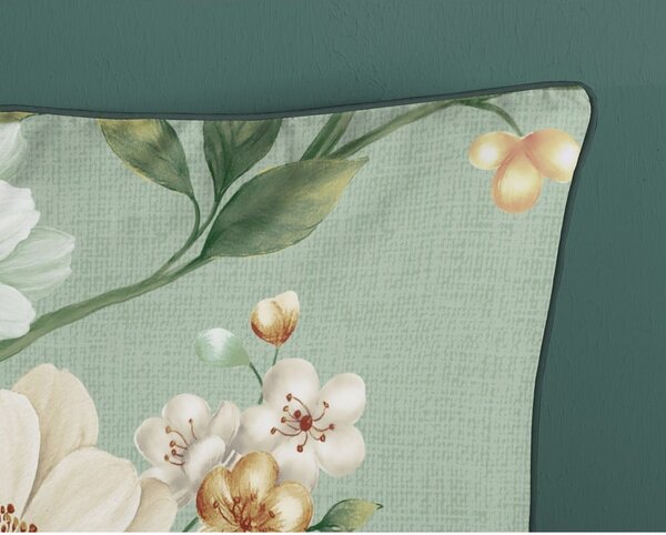 Set copripiumino e federa verde in raso di cotone per letto singolo ed esteso 140x220 cm Sizena – Descanso