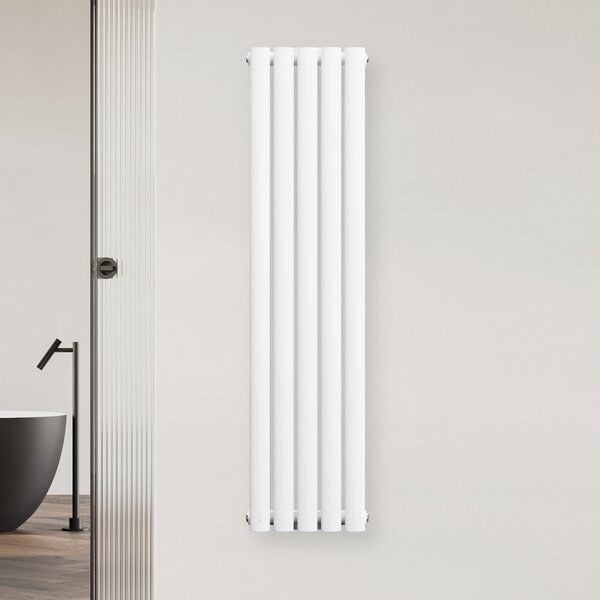 Radiatore di design, 620 W, acciaio, bianco, 120x30 cm, attacco centrale