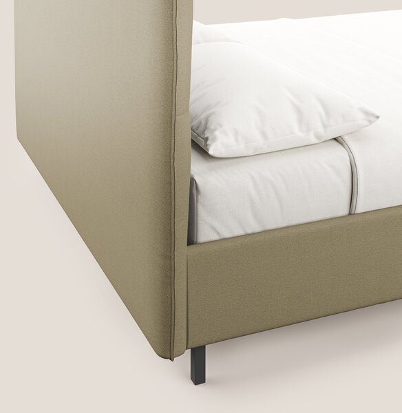 Izumi letto imbottito contenitore con piedi alti in tessuto smacchiabi
