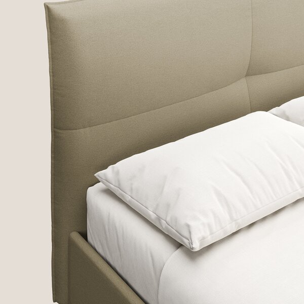 Izumi letto imbottito contenitore con piedi alti in tessuto smacchiabi