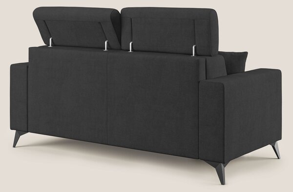Pegaso divano letto con poggiatesta reclinabili e rivestimento T02 ner