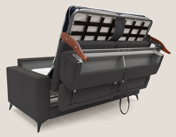 Pegaso divano letto con poggiatesta reclinabili e rivestimento T02 ner