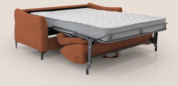 Dalia divano letto con materasso H18 cm e piedi alti in raffinato tess
