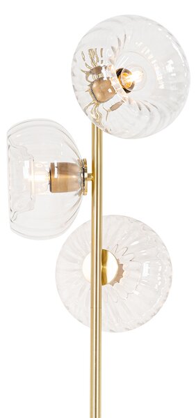 Lampada da terra Art Déco oro con vetro 3 luci - Ayesha