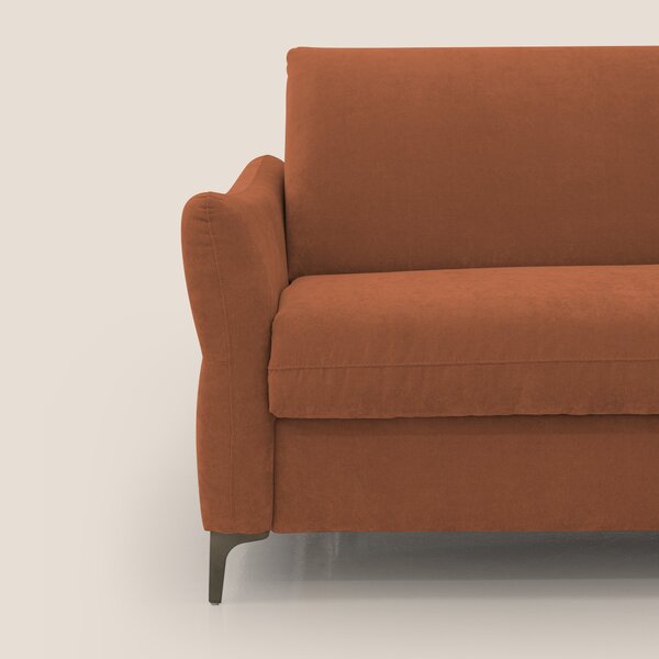 Dalia divano letto con materasso H18 cm e piedi alti in raffinato tess