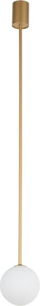 Lampada a sospensione in metallo vetro rotondo D: 12 cm H: max. 96 cm in oro bianco opaco G9 paralume a sfera design retrò