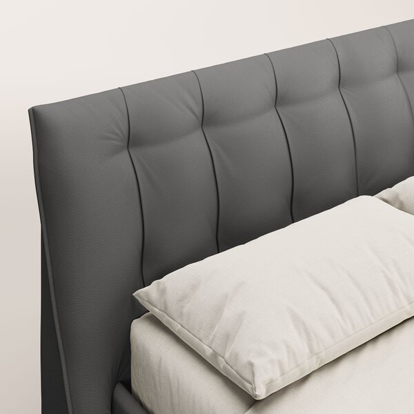 Clizia letto imbottito di design con vano contenitore in ecopelle impe