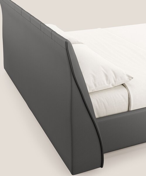 Clizia letto imbottito di design con vano contenitore in ecopelle impe