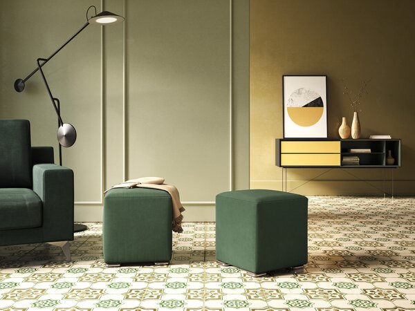 Cube pouf in microfibra smacchiabile T11 giallo