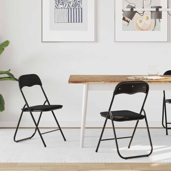 Set di 2 poltrone pieghevoli in velluto, colore nero
