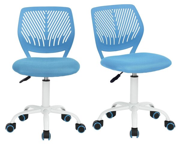Sedia da ufficio senza braccioli, regolabile in altezza, 2 pezzi, colore blu