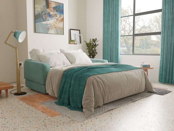 Happy Divano letto matrimoniale con materasso h18 cm in tessuto imperm