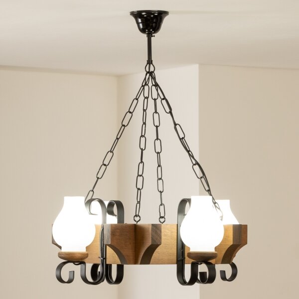 Brilagi - Lampadario a sospensione con catena QUEEN 4xE14/40W/230V faggio
