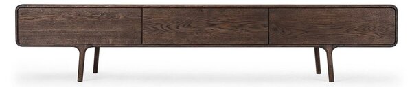 Mobile TV marrone in rovere massiccio 220x45x45 cm Fawn – Gazzda