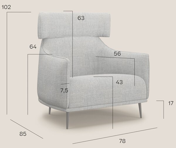 Zelda Poltroncina dal design moderno in morbido tessuto impermeabile T